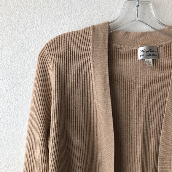 Whisper Knit by Louis Dell'Olio Ribbed Cardigan Tan - Picture 2 of 5